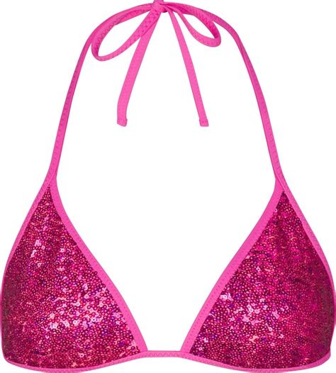 THE SKIMS BIKINI Sequin Triangle Bikini Top Flamingo ShopStyle Two Piece Swimsuits