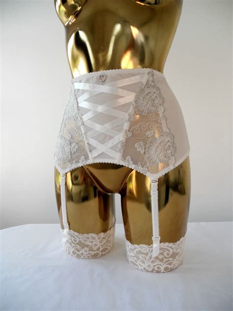 Ivory Cream Strap Waspie Suspender Belt Sexy Lingerie Size Mesh Lace Ebay