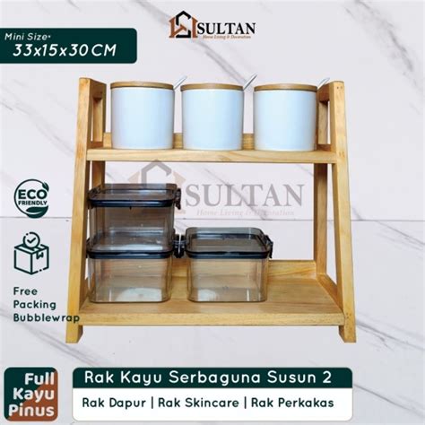 Jual Rak Bumbu Dapur Susun Full Kayu Pinus Estetik Minimalis Rak