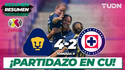 Resumen Y Goles Pumas 4 2 Cruz Azul Liga Mx Femenil CL2024 J11