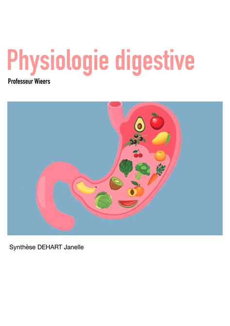 Synthèse Janelle 2 OOOO Physiologie digestive Synthèse DEHART