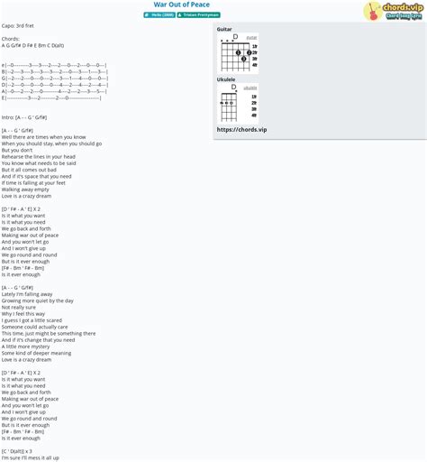 Chord War Out Of Peace Tab Song Lyric Sheet Guitar Ukulele