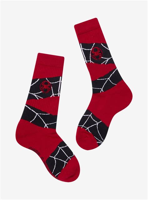 Hot Topic Marvel Spider Man Glow In The Dark Spiderweb Crew Socks Hamilton Place