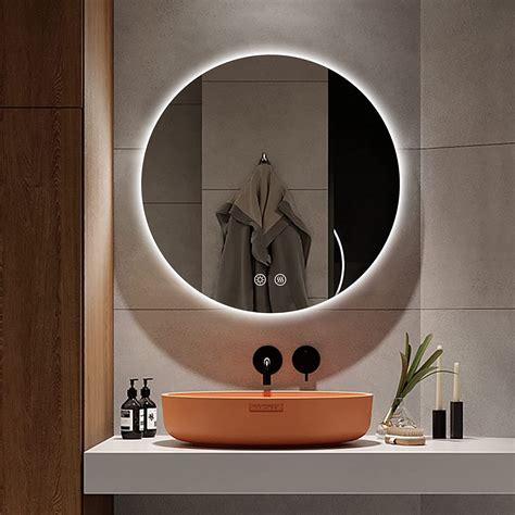 Bbe Modern And Contemporary Lighted Fog Free Round Bathroom Vanity Mirror And Reviews Wayfair Canada