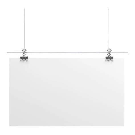 Horizontal White Empty Poster Hanging Isolated On Transparent