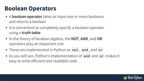 Python Booleans True False Boolean Types And The Not Operator Youtube