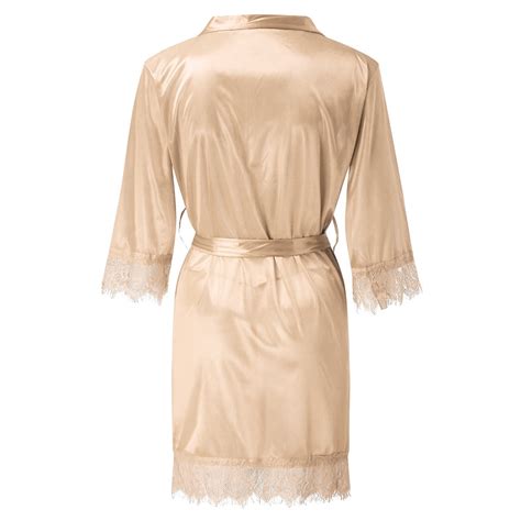 KaLI Store Dress Women Lingerie Plus Size Satin Lace Chemise Nightgown Full Slips Sleepwear