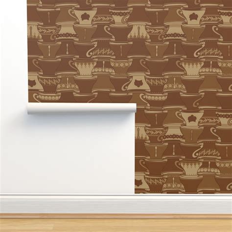 Teacup Tessellation Tea Stain Wallpaper Spoonflower