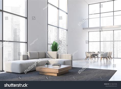 Corner Modern Living Room White Walls Stock Illustration 1613625106 ...