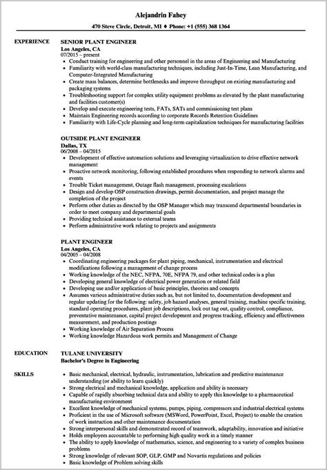 Thermal Power Plant Electrical Engineer Resume Sample Resume Example