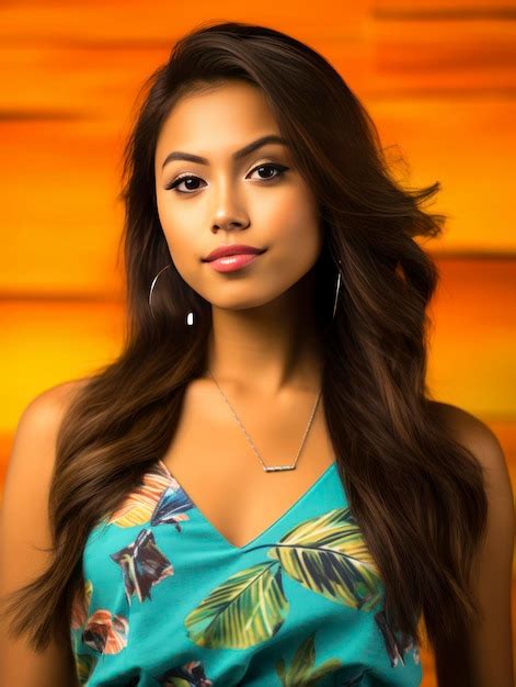 Premium AI Image Beautiful Latina Woman Model Posing On Vivid Background