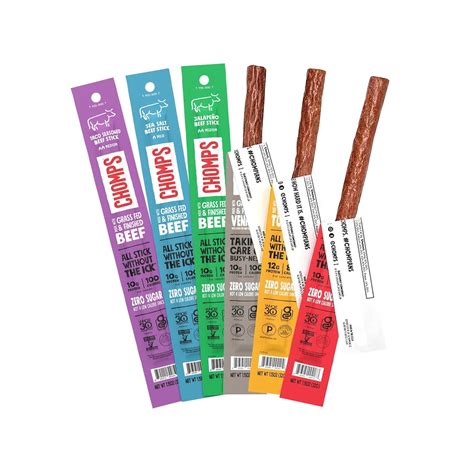 Chomps 6 Flavor Variety STF9 Trial Pack - Grass-Fed Beef, Venison