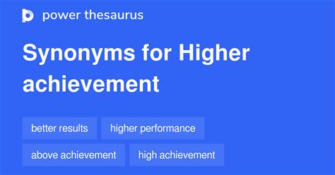 HIGHER ACHIEVEMENT Synonyms: 32 Similar Phrases