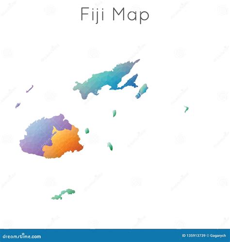 Low Poly Map Of Fiji Stock Vector Illustration Of Explore 135913739