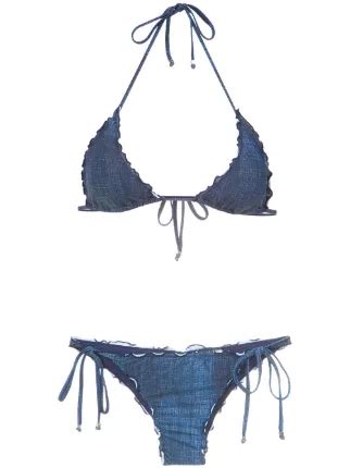 Amir Slama Denim Bikini Set Farfetch