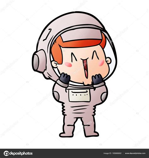 Ilustración Vectorial Del Astronauta Dibujos Animados Feliz Vector De