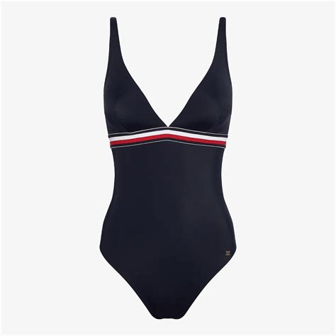 Tommy Hilfiger Triangle One Piece Rp Kadın Mavi Mayo Kadin Mayo Bikini 34 4542876 SuperStep