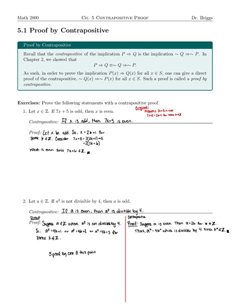 Chp Contrapositive Proof Proof By Contrapositive Proof By