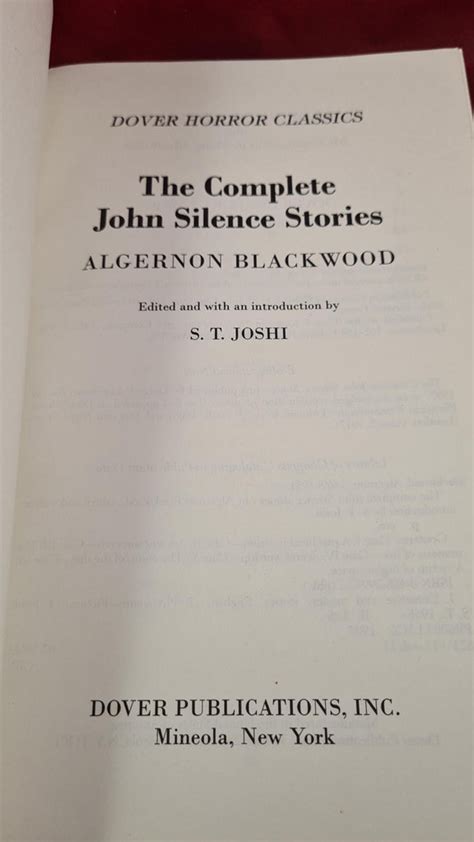 Algernon Blackwood The Complete John Silence Stories Dover 1997 P