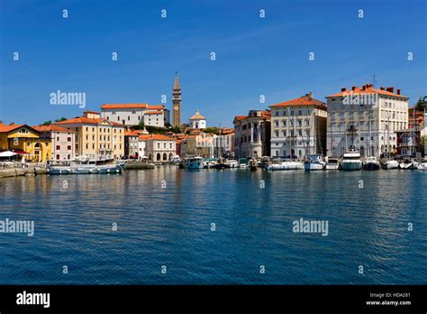 Piran Harbour And Old Town Slovenia Stock Photo Alamy