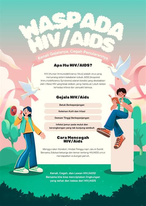 poster infografis waspada hivaids ilustratif template canva iklan