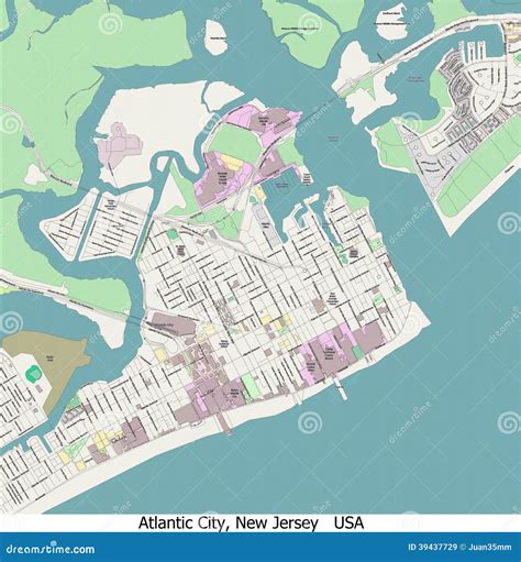 Atlantic City New Jersey Hi Res Aerial View Stock Illustration