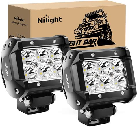 Nilight Led Light Bar 12v 24v2pcs 18w 4 Inch 1260lm Spot Combo Bar