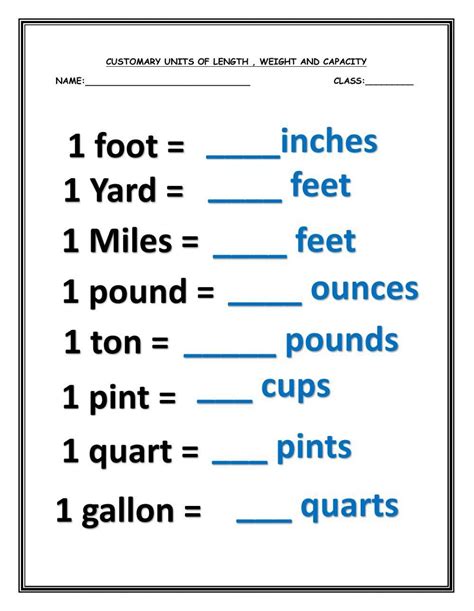 Convert Customary Units Of Measurement Worksheet Live Worksheets