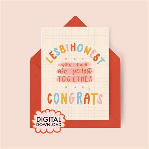 PRINTABLELGBT Wedding Card Marriage Mrs And Mrs Couple Engagement Gay Wedding Card Lesbian