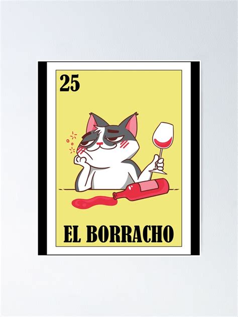 Póster Loteria Mexicana Regalo De El Funny Drunk Cat Lottery Design