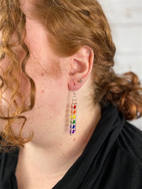 Acrylic LGBTQ Earrings Rainbow Lesbian Gay Bi Trans Etsy