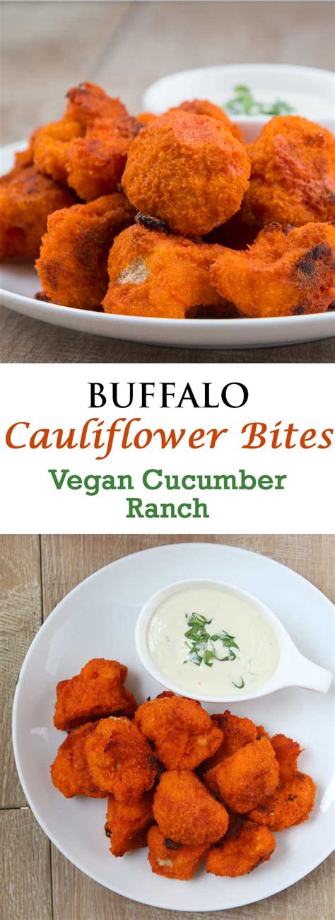 Buffalo Cauliflower Bites With Vegan Cucumber Ranch - Vegetarian Gastronomy