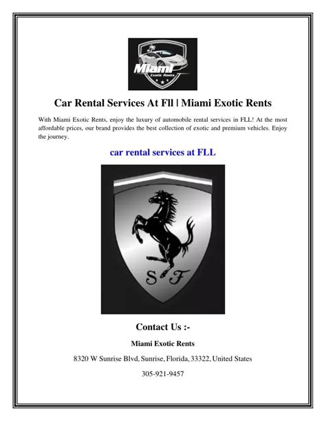 PPT - Car Rental Services At Fll Miami Exotic Rents PowerPoint ...