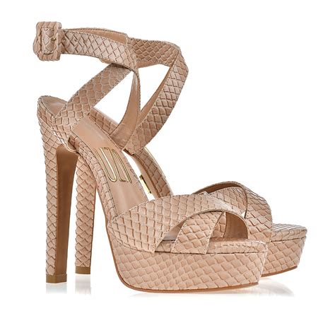Uza Shoes Meia Pata Salto Alto Python Nude Cole O Outono Inverno