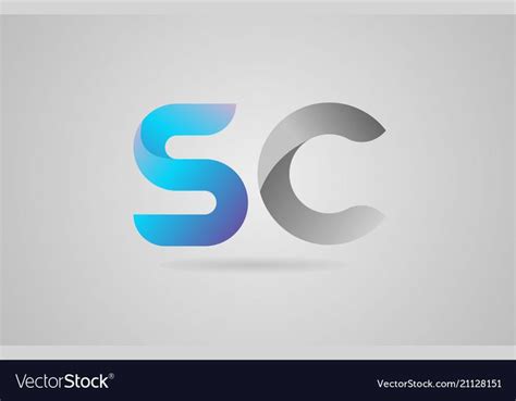 Grey Blue Alphabet Letter Sc S C Logo Icon Design Vector Image On Vectorstock