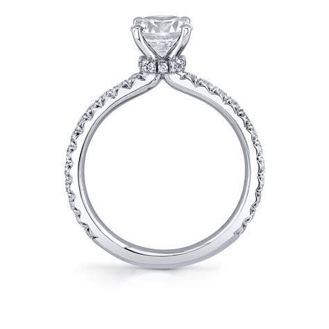 Sylvie Collection Side Stone Pave Set White Gold Diamond Engagement