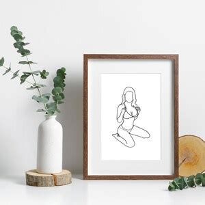 Women In Bikini Line Art Bikini Art Beach Art Print Summer Art Bikini Illustration
