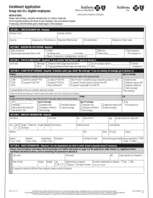 Fillable Online Enrollment Application Group Size Eligible