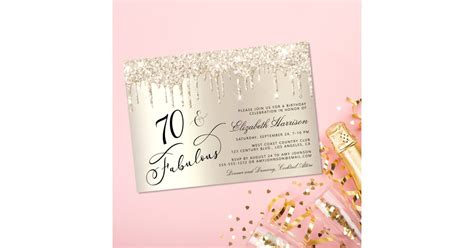 Elegant Gold Glitter 70th Birthday Party Invitation Zazzle