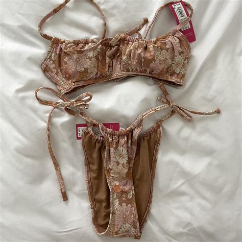 Floral Bikini Set Xs Bottom Small Top Brand Depop