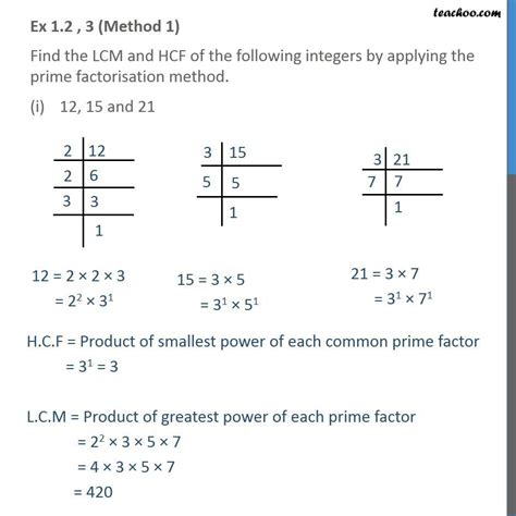 3 Find The Lcm And Hcf Of The Following Integers By Applying The Prime Factorisationmethod 12