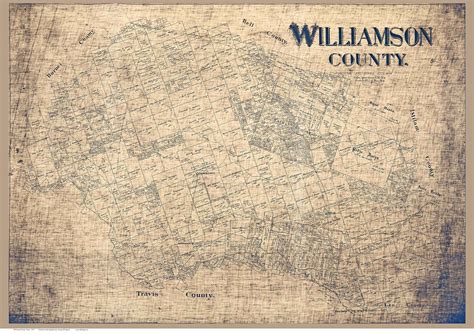 Williamson County Texas 1888 (1917) - Old Map Reprint - OLD MAPS