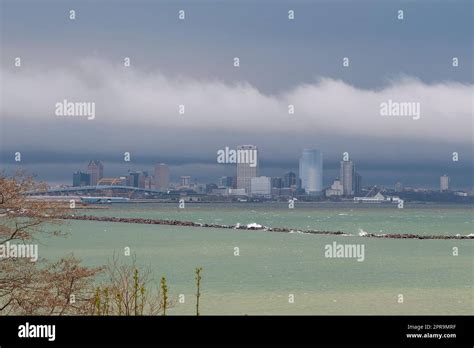 Milwaukee Skyline With Storm Clouds Viewed Over Lake Michigan In
