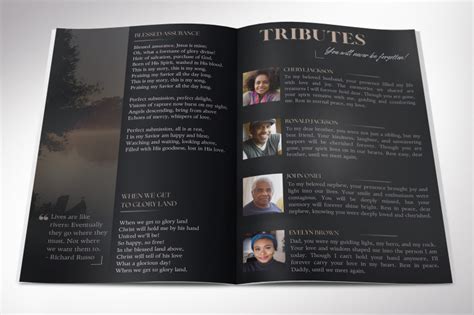 Dawn Funeral Program Template For Canva Black Beige 8 Pages By