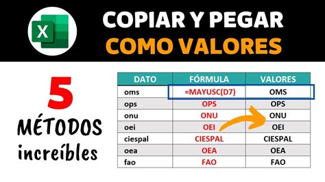 5 Formas De COPIAR Y PEGAR COMO VALORES En Excel Copiar Y Pegar SIN