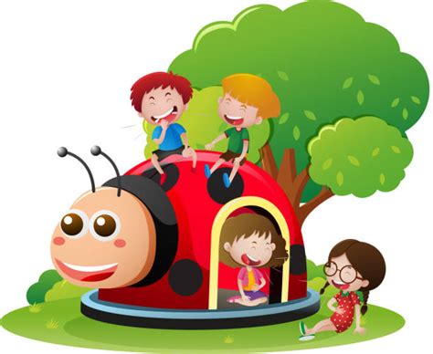 Ladybug Playground Background Illustrations Royalty Free Vector