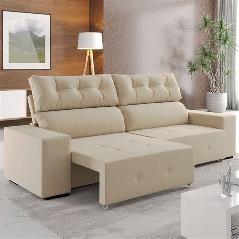 Sofá Lugares Reclinável e Retrátil Socrates Nude Viero Móveis