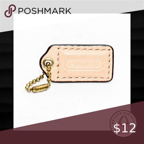COACH BEECHWOOD TAN NUDE LEATHER BRASS KEY FOB BAG CHARM KEYCHAIN