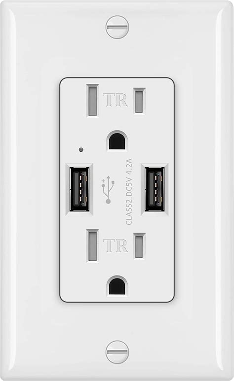 Bestten Usb Wall Receptacle With Dual 4 2 Amp Charging Ports And 15 Amp Electrical Outlet