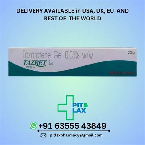 Finished Product Tazarotene Tazret Gel .05% 20gm Tablets, 0.05% w/w at ...